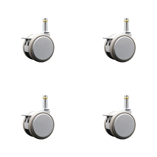 Service Caster 2.375 Inch MRI Safe Casters with Brakes, 7/16 Grip Ring Stem, Set of 4, SCC, 4PK SCC-GR02S60-TPR-GRY-B-716138-MRI-4 - main